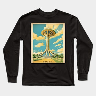 Brasilia Brazil Vintage Tourism Travel Poster Long Sleeve T-Shirt